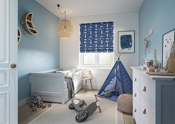 Blast Off, Celestial Blue - Roman Blind - Image 6